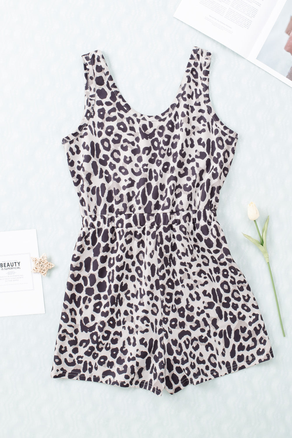 Print High Waist Sleeveless Romper