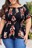 Floral Smocked Off Shoulder Plus Size Blouse