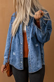 Chest Pockets Long Sleeve Denim Shirt Jacket