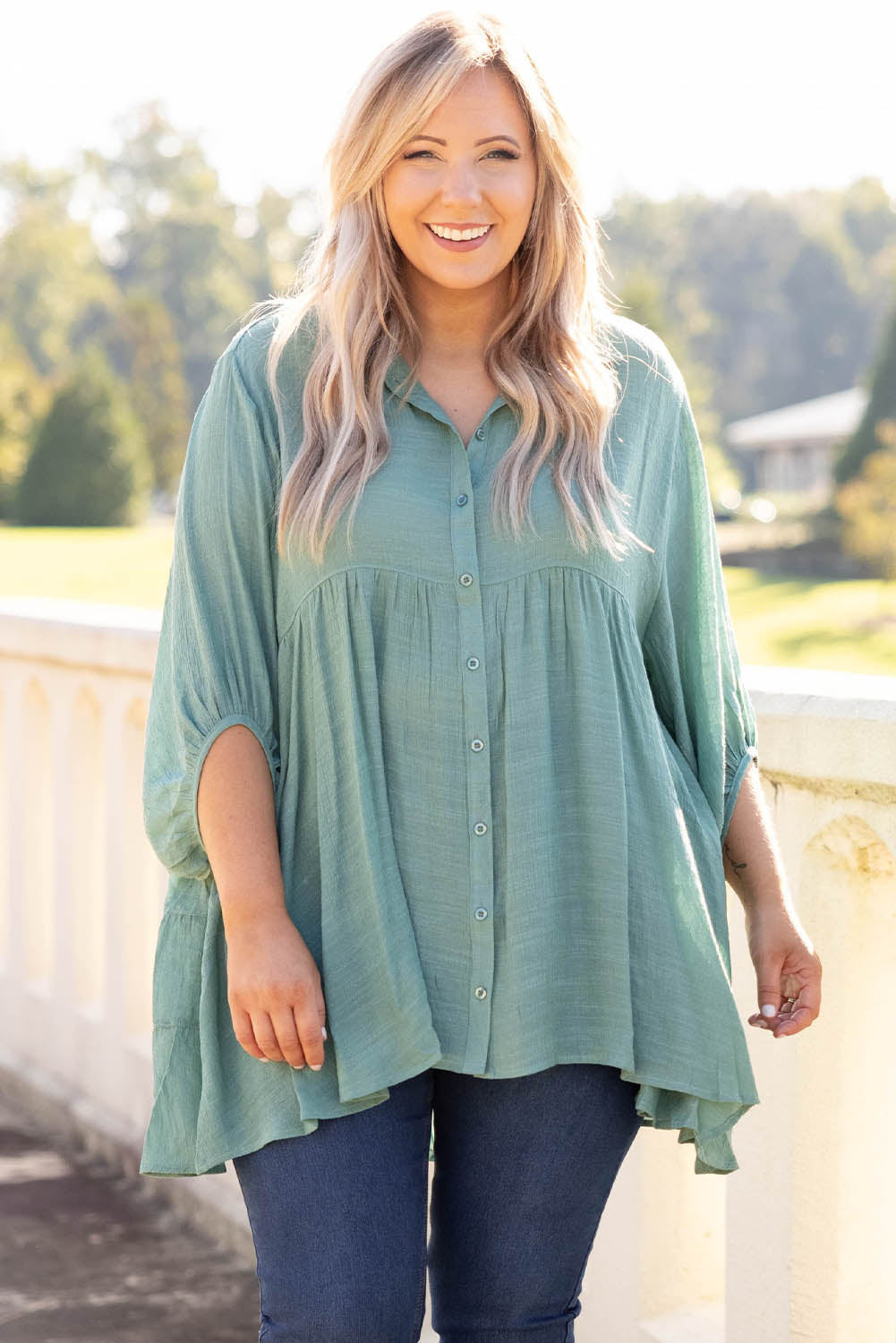 3/4 Sleeve Plus Size Tunic Top