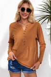 Waffle Knit Half Button Henley Top