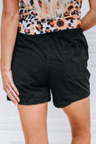 Solid Color Drawstring Frayed Hem Pocketed Shorts