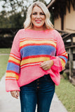 Plus Size Stripe Oversized Sweater