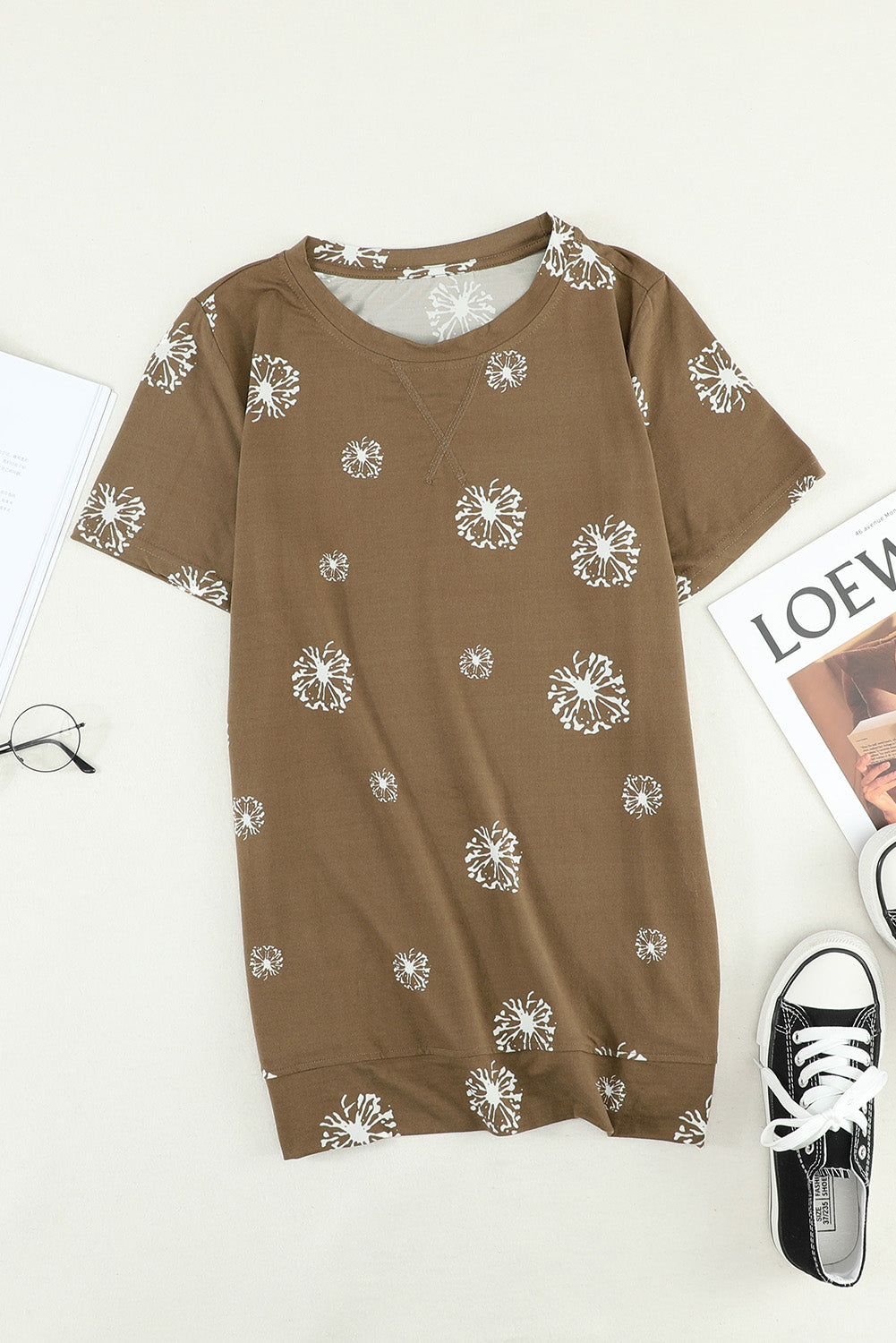 Dandelion Print Crew Neck T-shirt