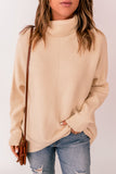 Plain Turtleneck Drop Sleeve Ribbed Sweater