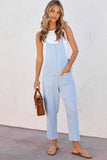 Chambray Pocketed Adjustable Straps Jumpsuit