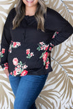 Plus Size Floral Printed Splicing Half Button Top