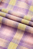 Chemise violette à carreaux blanchis et coutures apparentes