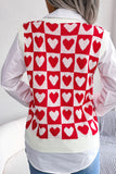 Checked Heart Pattern Sweater Vest