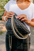 Faux Leather Quilted Crossbody Bag