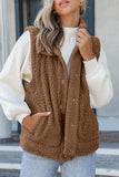 Snap Button Pocketed Sherpa Vest Jacket