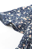 Mini-robe à imprimé floral et nœud papillon à volants et manches courtes bleue