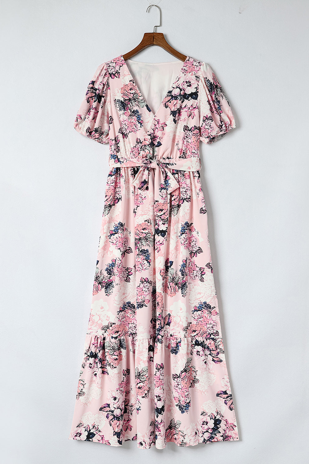 Floral Puff Sleeve High Waist Maxi Dress