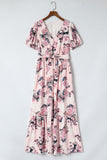 Floral Puff Sleeve High Waist Maxi Dress