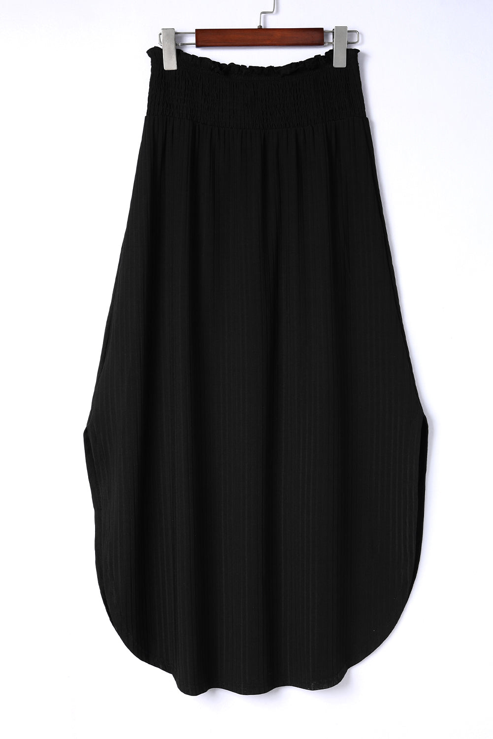 Smocked High Waist Maxi Skirt with Slit