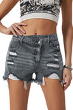 Short en jean taille haute croisé bleu ciel