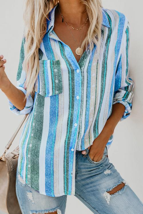 Sweet Enough Striped Button Up Top