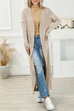 Open Front Pocketed Duster Cardigan with Slits