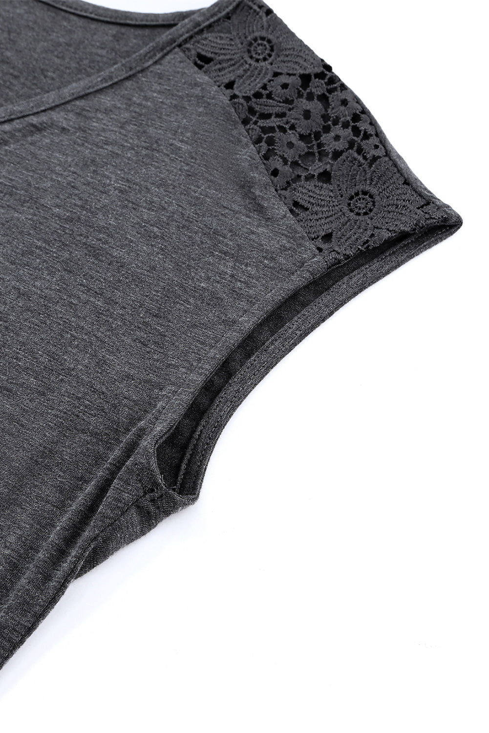 Zip Neck Lace Splicing Tee