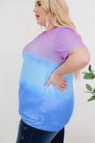 Crew Neck Tie-dye Colorblock Plus Size Tee