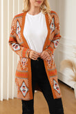 Aztec Geometric Knit Open Front Cardigan