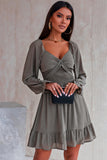 Long Sleeves Smocked A-line Dress