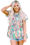 Floral Print Ruffle Sleeve Babydoll Top