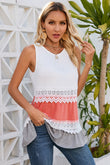 Crochet Lace Trim Color Block Tank Top