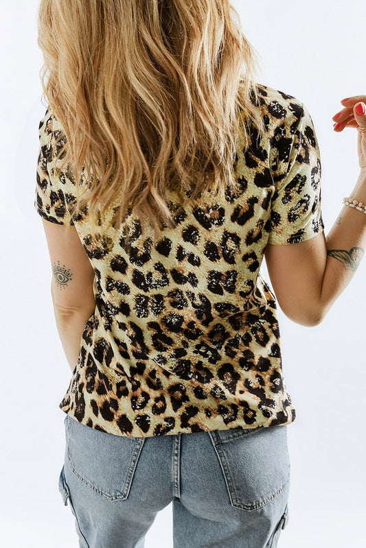 T-shirt à imprimé graphique Leopard Be Kind Heart 