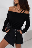 Asymmetric Criss Cross One Shoulder T Shirt