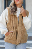 Plus Size Pocketed Sherpa Vest