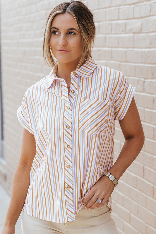 Multicolor Short Sleeve Button up Shirt