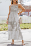 Striped Spaghetti Strap Long Dress