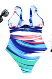 Abstract Print Twist High Waist Bikini Swimsuit