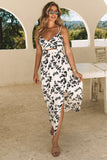 Crossover Hollow-out Maxi Floral Dress with Slit