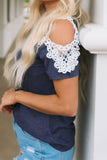 Lace Splicing Twist Cold Shoulder Blouse