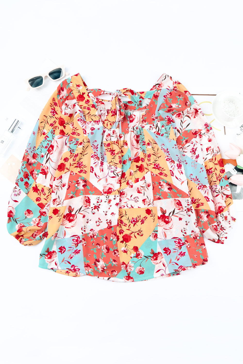 Blouse à imprimé floral à palettes multicolores 