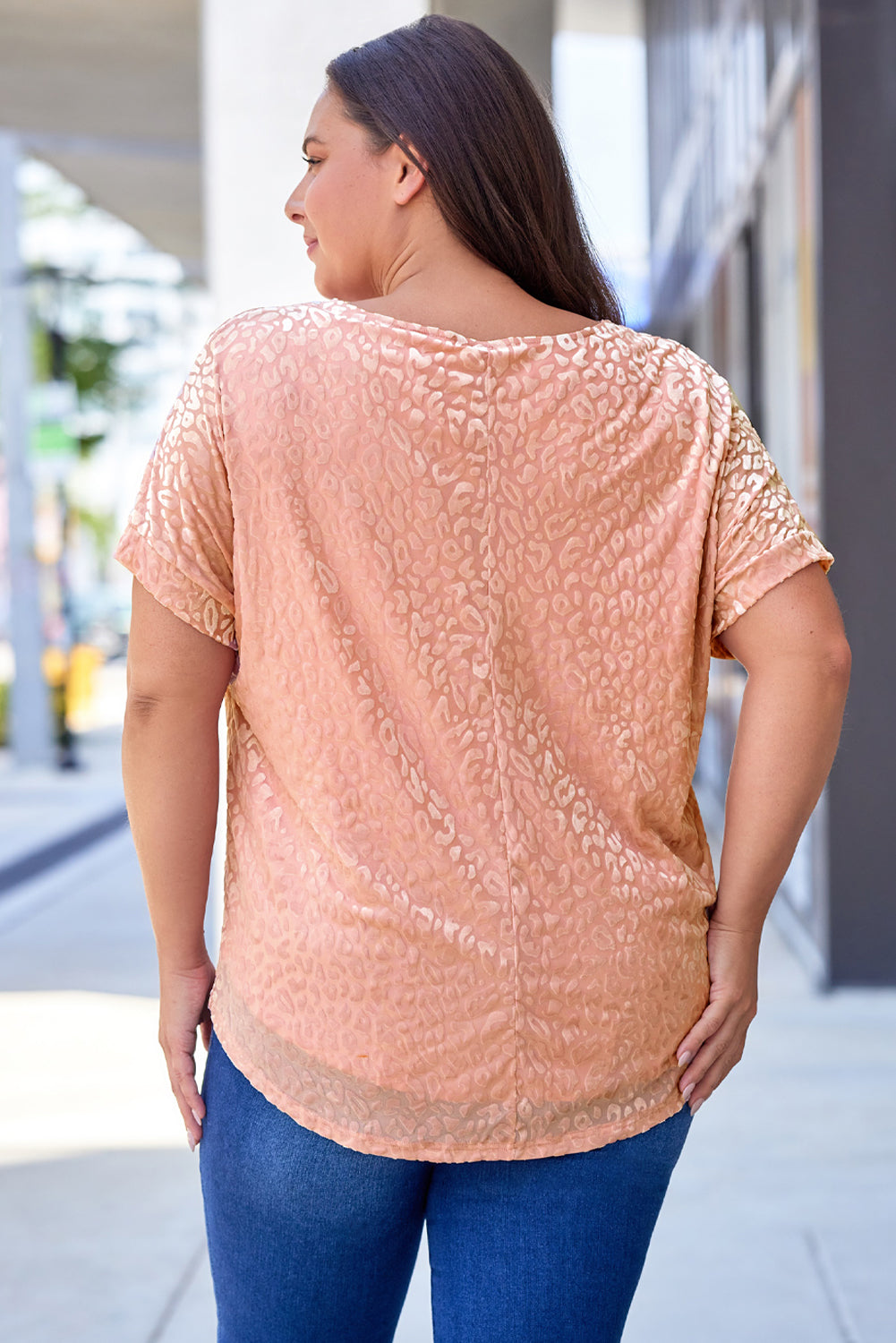 Plus Size Ombre Glitter Leopard T-shirt