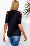 Fishnet Splicing Strappy Cutout Shoulder Sleeve Top