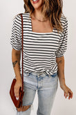 Striped Puff Sleeve Top