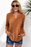 Waffle Knit Half Button Henley Top