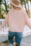 Waffle Knit Eyelet Long Sleeve Blouse