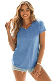 Mineral Washed V Neck Short Sleeve T Shirt