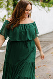 Swiss Dot Plus Size Ruffle Tiered Maxi Dress