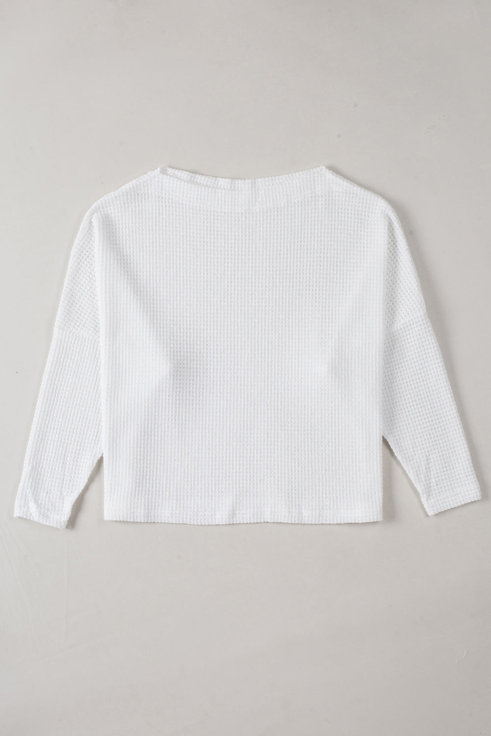 Waffle Knit Eyelet Long Sleeve Blouse