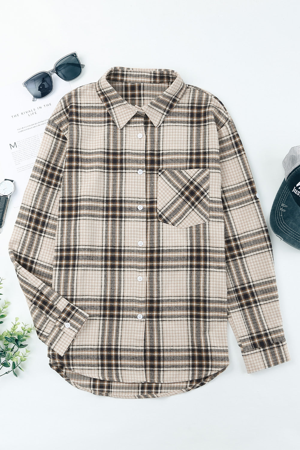 Chest Pocket Plaid Pattern Long Sleeve Shirt