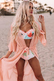 Ruffle Half Sleeve Tie Front Flowy Beach Cover Up