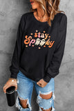 Orange Plain Crew Neck Pullover Sweatshirt