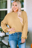 Hollowed Bubble Sleeve Knit Sweater