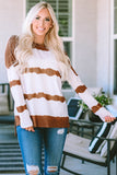 Tie Dye Striped Loose Knitted Long Sleeve Top with Slits